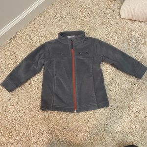 Columbia Fleece Zippered Jacket Toddler 18-24 month Gray with Orange Zipper